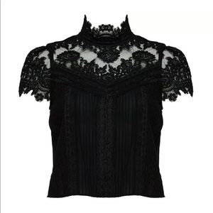 Alice + Olivia Katarina Boho Top, Black Lace